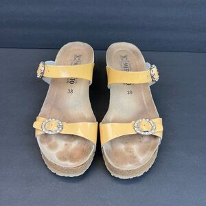 Mephisto Yellow Women's Sandals with Buckle Detail Leather US 7.5 EU 38